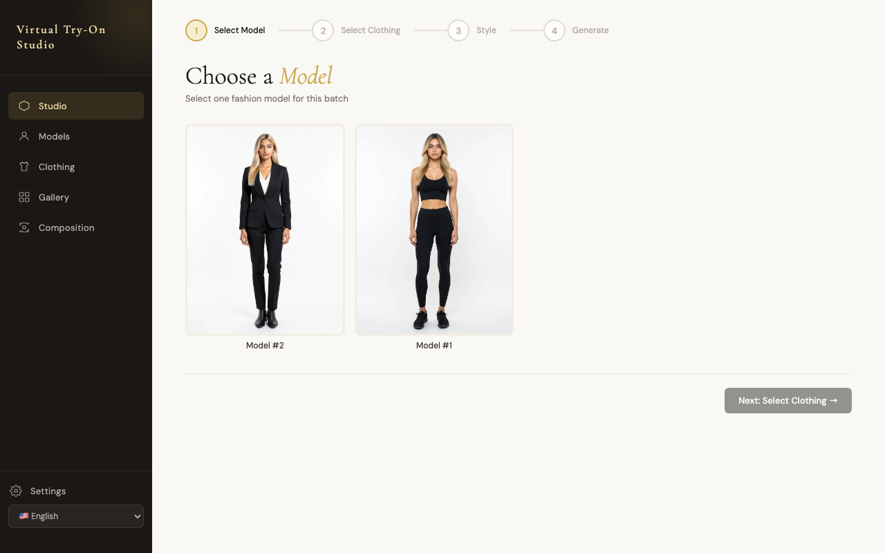 Virtual Try-On Studio Screenshot